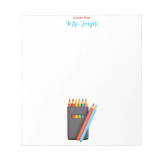 Bloco De Notas Colored Pencil Palette Kindergarten Teacher Notepa