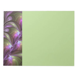 Bloco De Notas Colorful Abstract Violet Purple Khaki Fractal Art