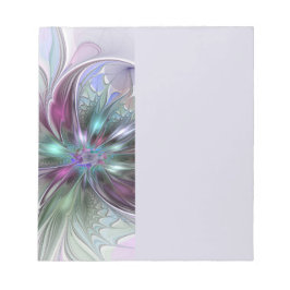 Bloco De Notas Colorful Fantasy Abstract Modern Fractal Flower