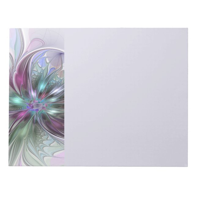 Bloco De Notas Colorful Fantasy Abstract Modern Fractal Flower (Frente)