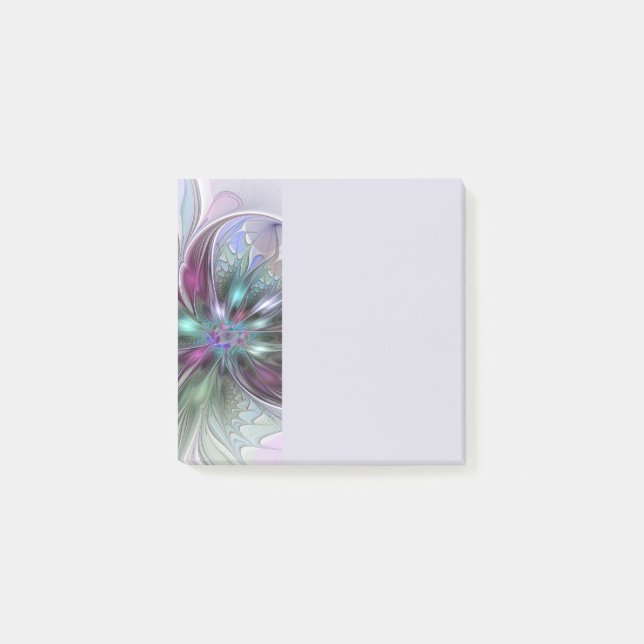 Bloco De Notas Colorful Fantasy Abstract Modern Fractal Flower (Frente)