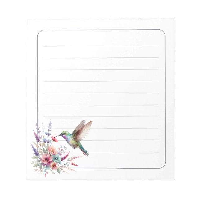 Bloco De Notas Colorful Hummingbird Floral Lined Writing (Frente)