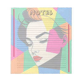 Bloco De Notas Colorful Modern Pop Art Woman Lined Notepad