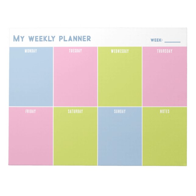 Bloco De Notas Colorful Pastel Custom Weekly Planner (Frente)