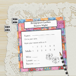 Bloco De Notas Colorful Patchwork Print Bunco Night
