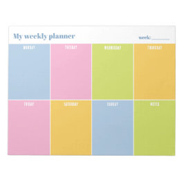 Bloco De Notas Colorful Rainbow Pastel Custom Weekly Planner