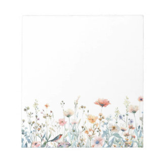 Bloco De Notas Colorful Watercolor Spring Blooms Floral Notepad