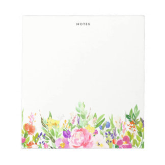 Bloco De Notas Colorida Watercolor Primavera Blooms Floral