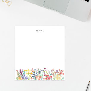Bloco De Notas Colorido Floral de Flores Silvestres em Aquarela P