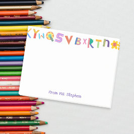 Bloco De Notas Colorido - Letra Personalizada Professora