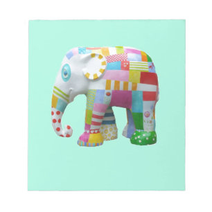 Bloco De Notas Colorido lunático do elefante retro bonito do