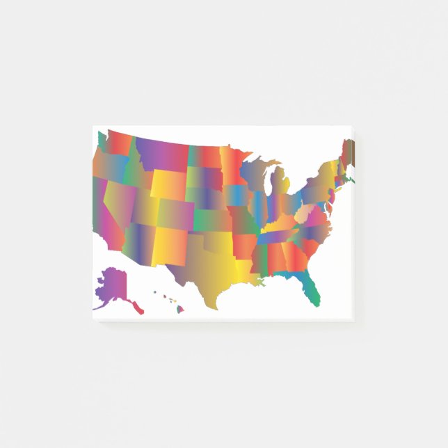 Bloco De Notas Colorido Mapa da América (Frente)