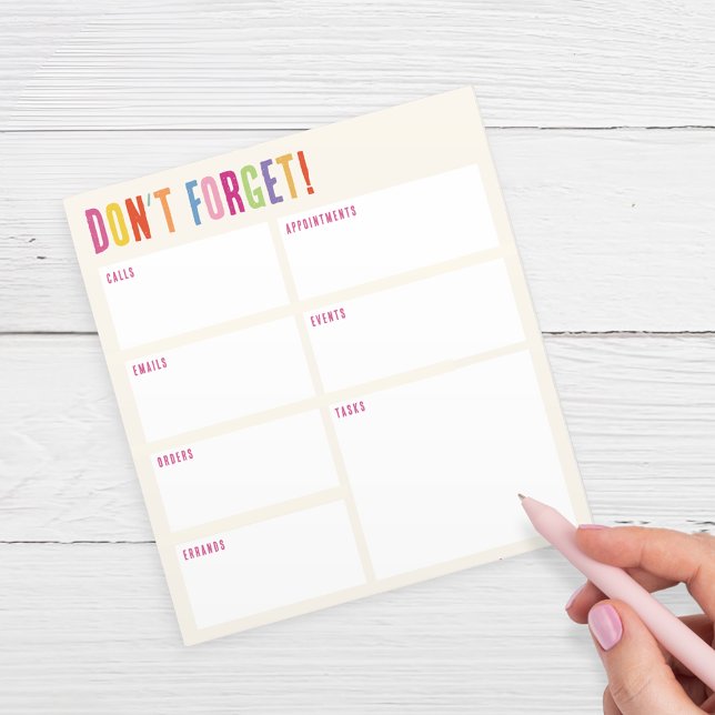 Bloco de Notas Colorido Não Esqueça Planner (Criador carregado)