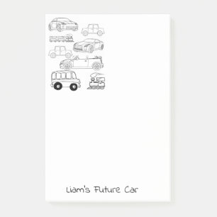 Bloco De Notas Colorindo Carros Trens com Notas Post-it