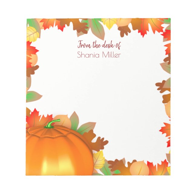 Bloco De Notas Colorir Autumn Deixa Pumpkin - Nome Notepad (Frente)