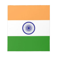 Bloco de notas com bandeira da Índia