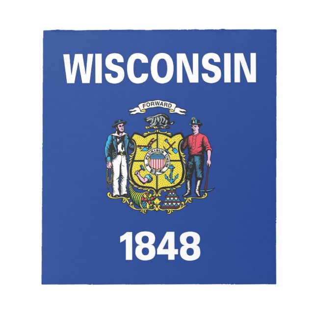 Bloco de notas com bandeira do Estado de Wisconsin (Frente)