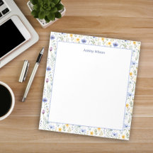 Bloco de Notas com Bordas de Flores Silvestres em
