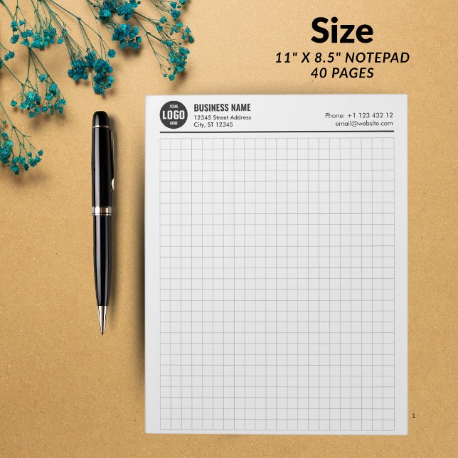 Bloco de Notas com Grid Personalizado 5 Quadros/Po (Custom Grid Notepad 5 Sq/Inch with Logo & Info)
