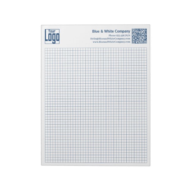 Bloco de Notas com Logo QR-code Azul Grade Calcpad (Invertido)