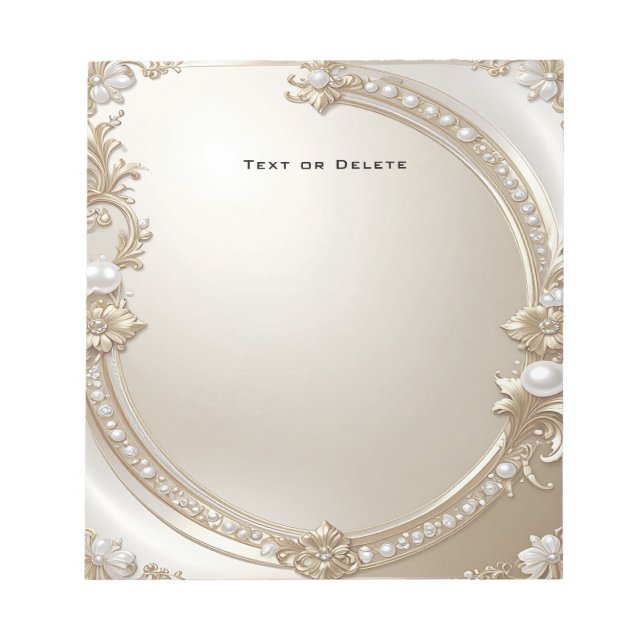 Bloco de Notas com Moldura Dourada Ornamentada com (Frente)