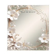 Bloco de Notas com Moldura Floral Branca Ornamenta