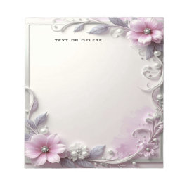 Bloco de Notas com Moldura Floral Rosa