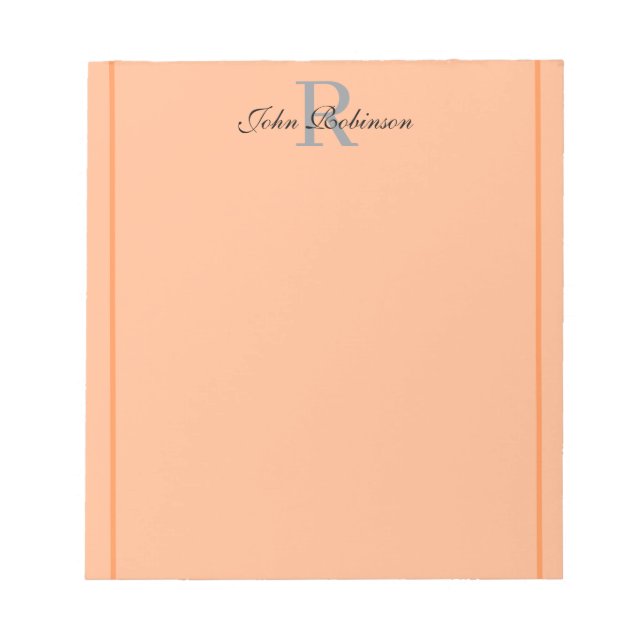 Bloco de Notas com Monograma Laranja Elegante (Frente)