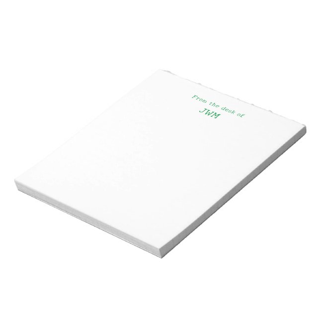 Bloco de Notas com Monograma Verde Inicial (Invertido)