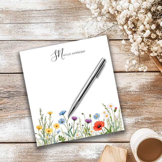 Bloco de Notas com Nome e Iniciais com Flores da P (Criador carregado)