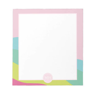 Bloco de notas com ondas abstratas cor-de-rosa mon