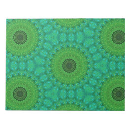Bloco de Notas com Padrão Circular Verde e Azul