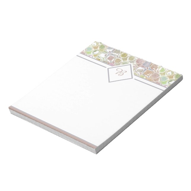 Bloco de notas com padrão retrô rosa e verde (Invertido)