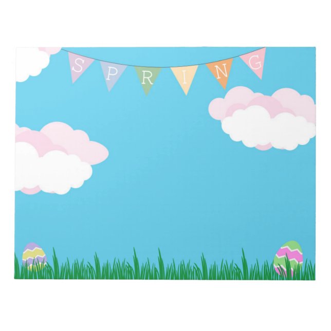 Bloco de notas com tema de primavera com ovos de P (Frente)
