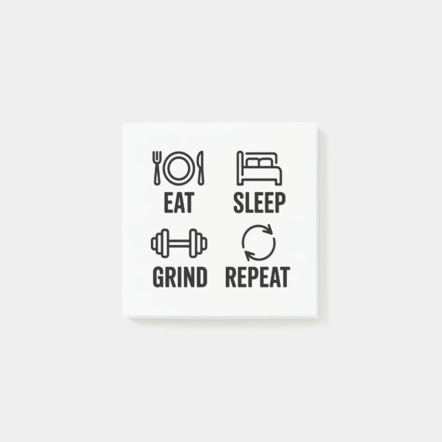 Bloco De Notas Comer. Dormir. Trabalhar. Repetir (Frente)