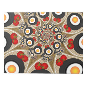 Bloco De Notas Comida Engraçada De Arte Fractal, Tomates, Ovos