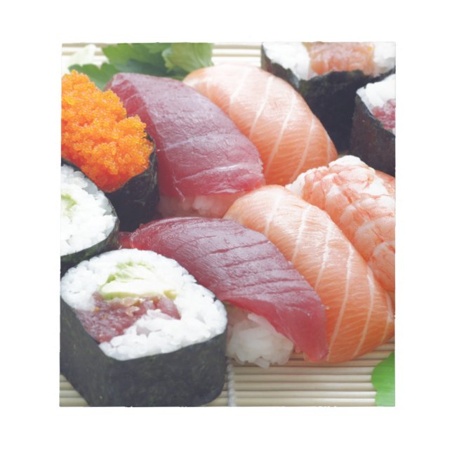 Bloco De Notas Comida Japonesa Asiática Sushi Crua Sashimi Fresca (Frente)
