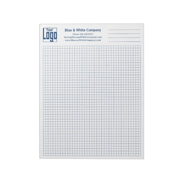 Bloco De Notas Company Logo Blue Grid Graph (Invertido)