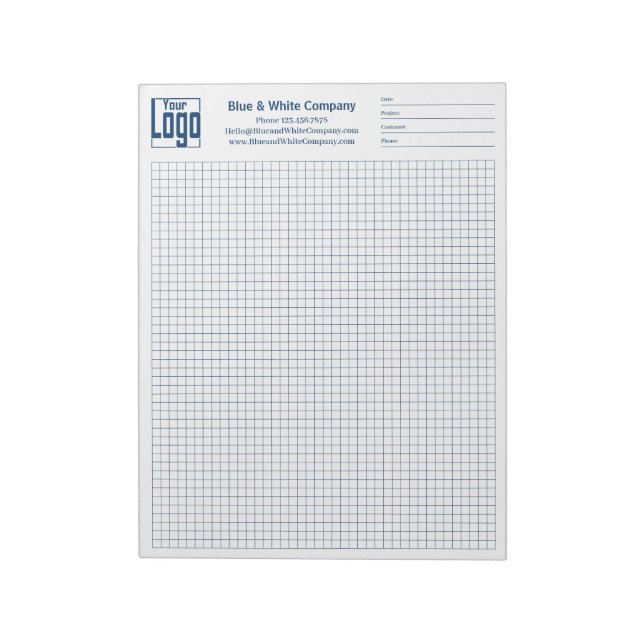 Bloco De Notas Company Logo Blue Grid Graph Project Identifier (Invertido)
