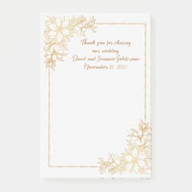 Bloco De Notas Compartilhando Nossas Notas de Casamento no Post-I (Frente)