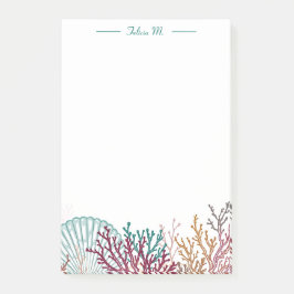 Bloco De Notas Concha de Escalope Azul e Coral