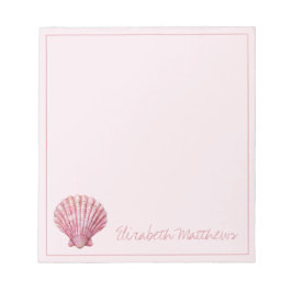 Bloco De Notas Concha de Mar Rosa Costeira Personalizada