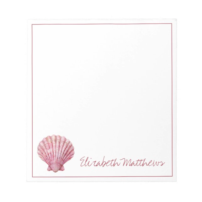 Bloco De Notas Concha de Rosa Costeira em Branco Personalizado (Frente)