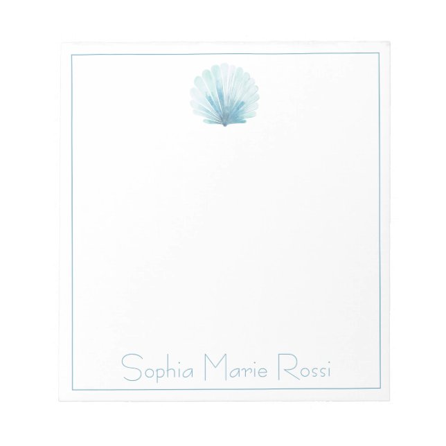 Bloco De Notas Concha de vieira aqua costeira Personalizada (Frente)