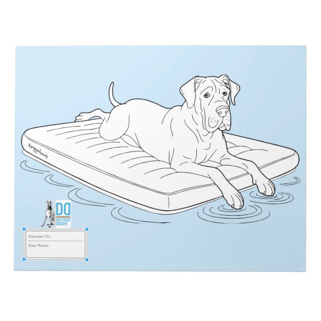 Bloco De Notas Concurso de colorir Great Dane divertido  (Frente)