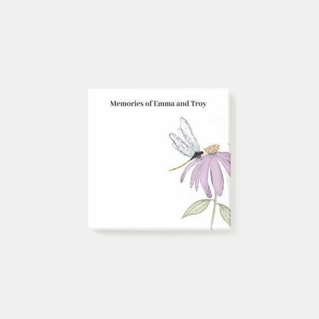 Bloco De Notas Coneflower Libélula Simples (Frente)