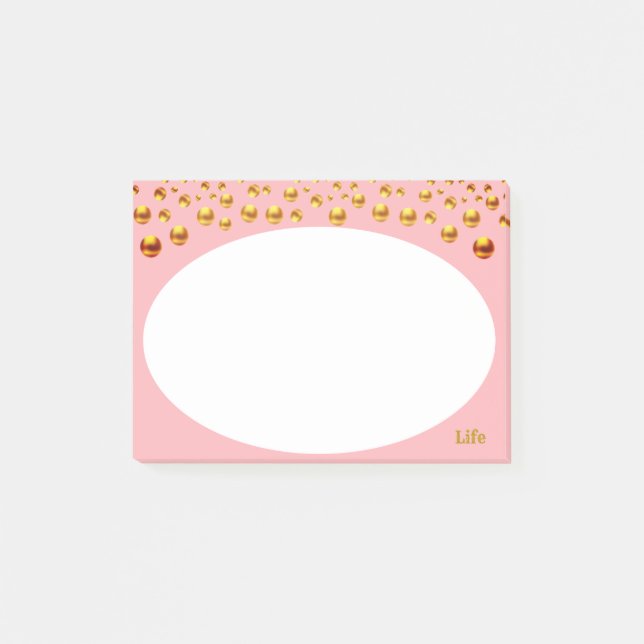 Bloco De Notas Confete Dourado sobre Rosa (Frente)