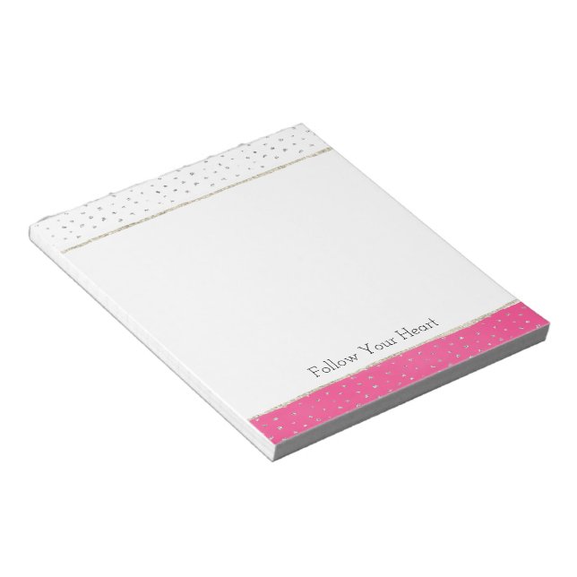Bloco De Notas Confete Prateado Rosa Ombre Aquarela (Inclinado)