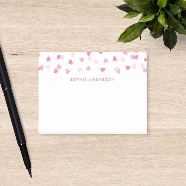 Bloco De Notas Confetes de Corações Rosas Espalhados (Criador carregado)