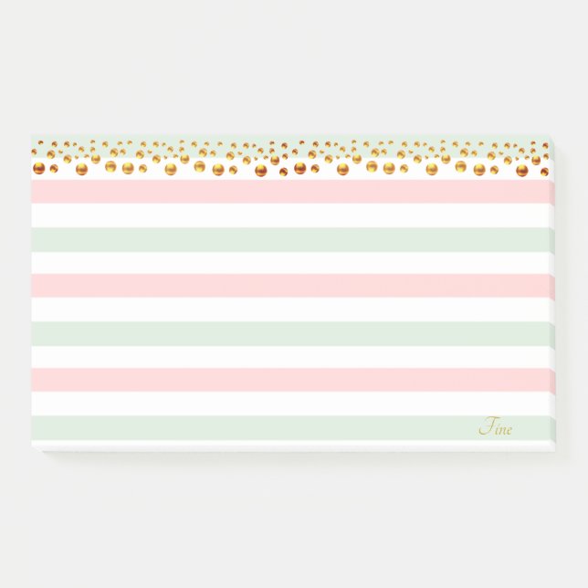 Bloco De Notas Confetes Dourados & Cores Pastéis Personalizados (Frente)